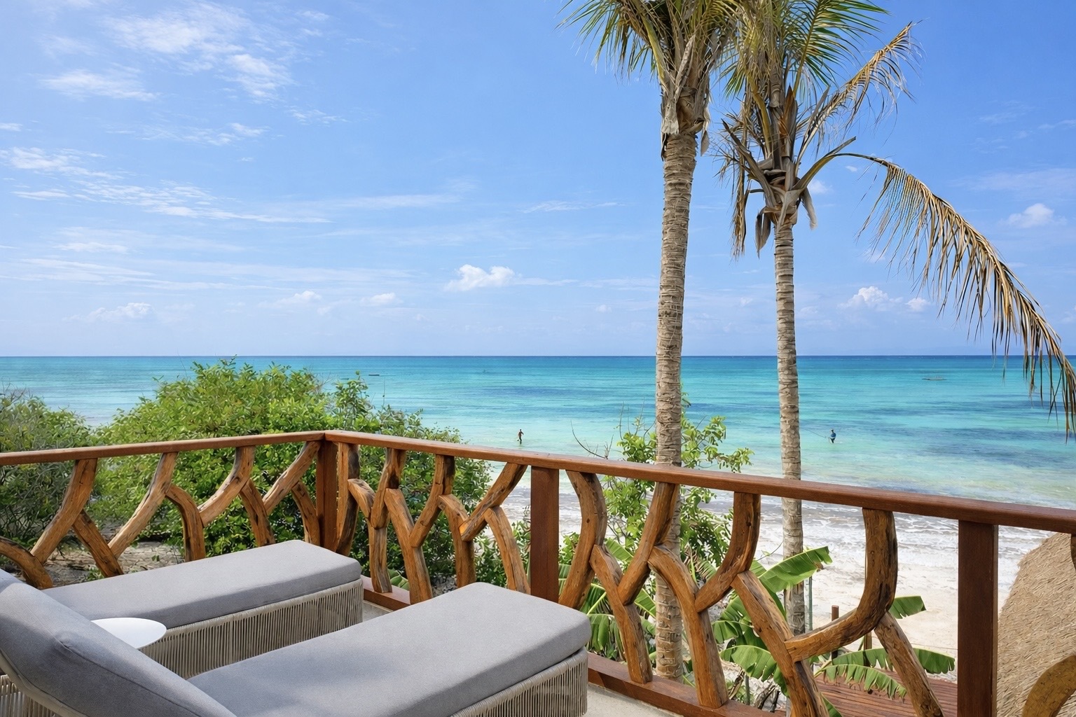 Balcony view over turquoise ocean