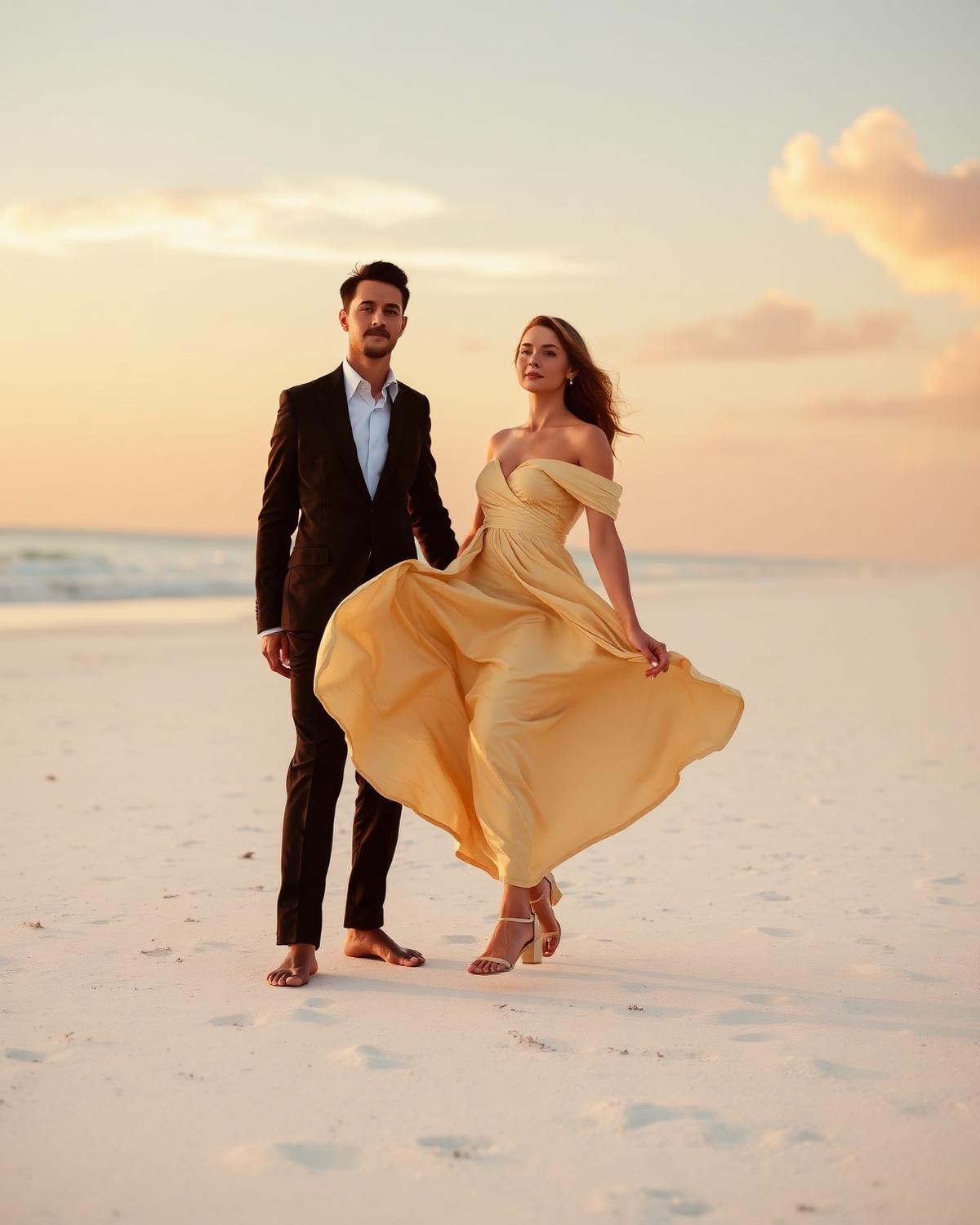 Couple at sunset on Zanzibar beach